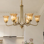 Aurelia Brass and Glass Six-Light Chandelier with Adjustable Chain