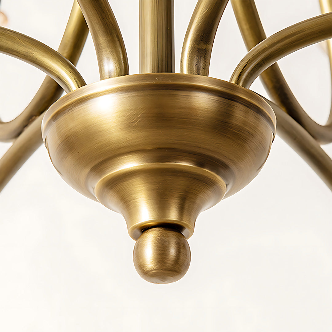 Aurelia Brass and Glass Six-Light Chandelier with Adjustable Chain