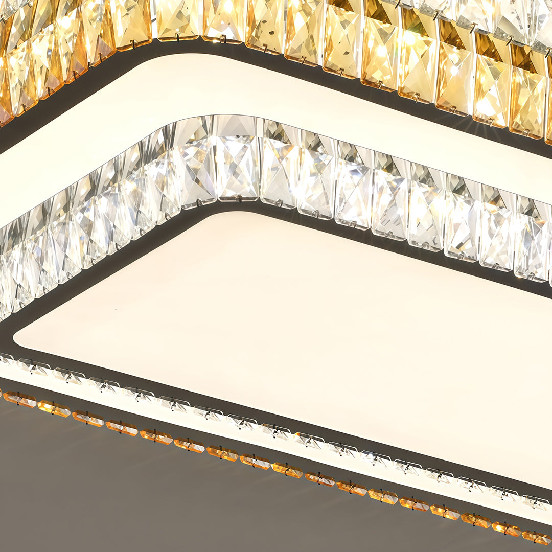 Crystal Flush Mount Ceiling Light with Chrome Frame, Modern LED Ceiling Lamp