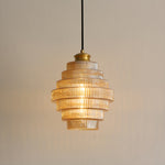 Honeycomb Glass Pendant Light, Mid-Century Modern Ceiling Lamp