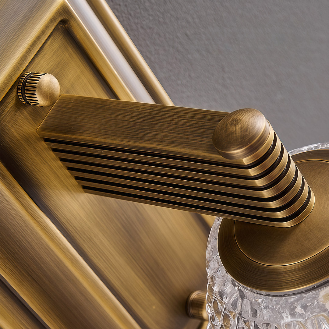 French Retro Brass LED Wall Sconce with Glass Shade for Elegant Interiors