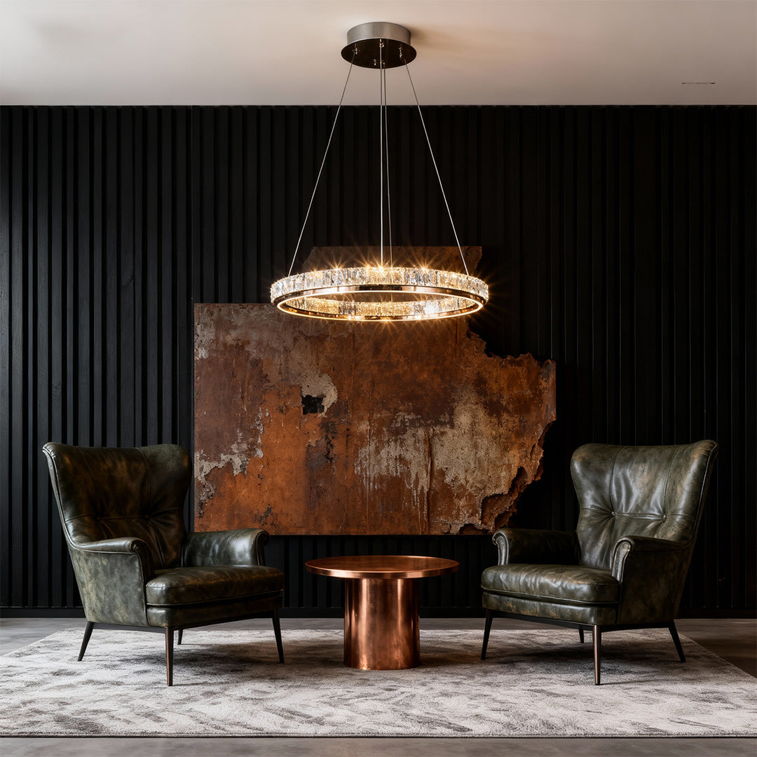 Aurelia Round Crystal LED Chandelier – Modern Minimalist Ring Pendant Light