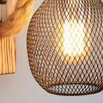 Rustic Iron Wall Sconce with Hemp Rope and Wood Accent