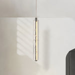 Linear Crystal Pendant Light | Modern Chrome LED Hanging Lamp for Dining Room & Kitchen Island