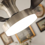Silver French Retro Ceiling Fan with Dimmable LED Light and Walnut Blades
