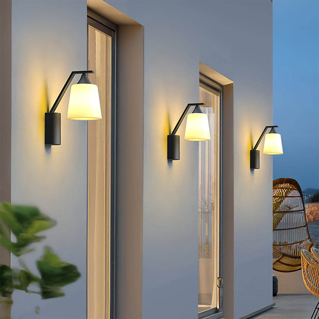 European Black Outdoor Wall Sconce with Clear Glass Shade