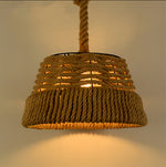 Artisan Hemp Rope Pendant Light with Iron Shade – Vintage Industrial Ceiling Lamp