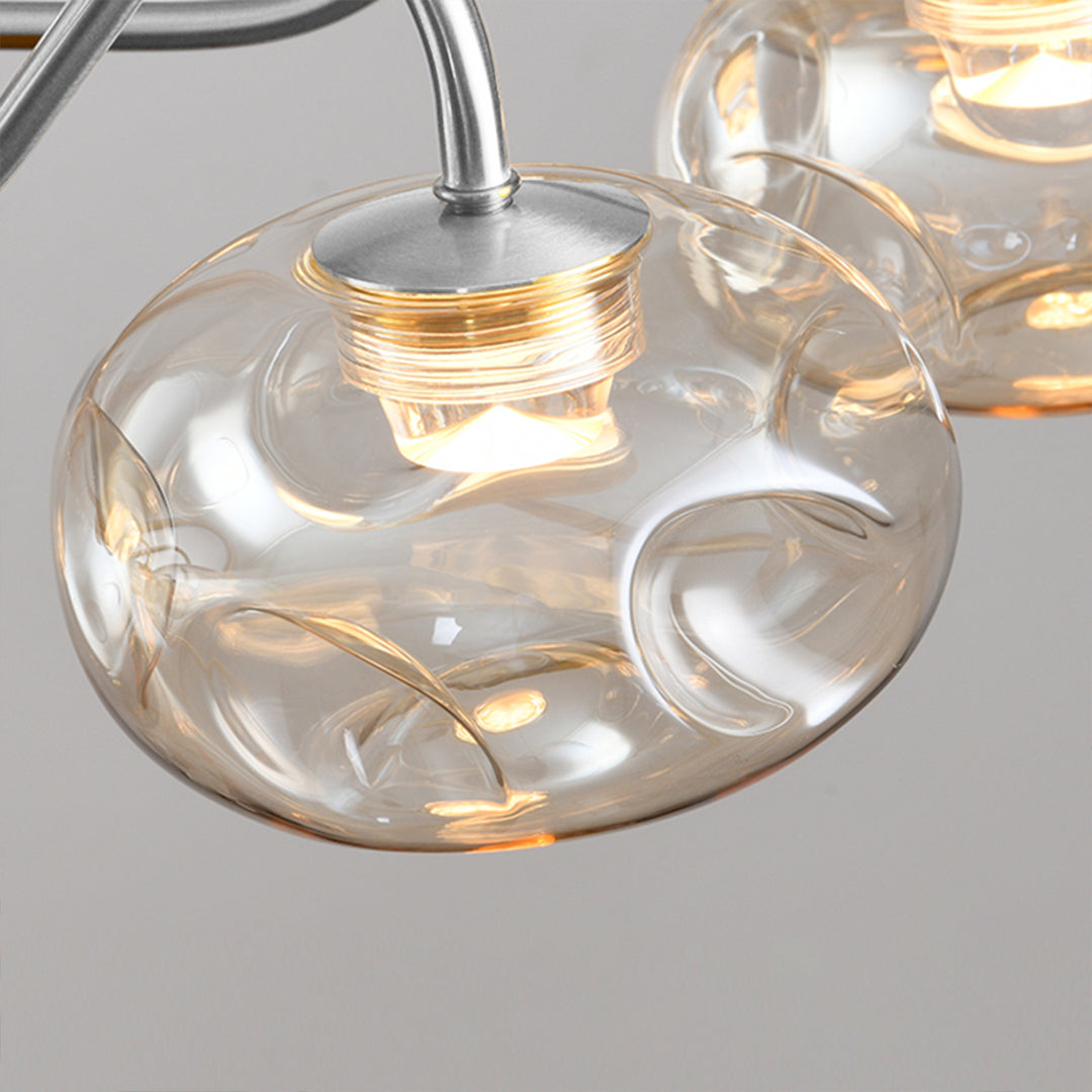 Art Glass LED Chandelier with Wrought Iron Frame, 8 or 12 Lights