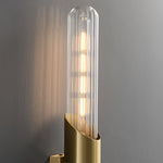 Cylindrical Brass Up Down Wall Light with Clear Glass Shade