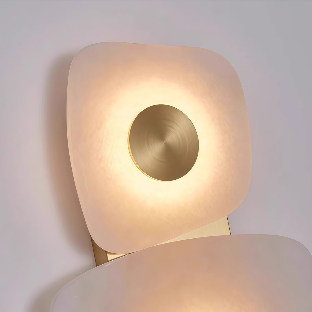 Italian Minimalist Copper Wall Sconce with Natural Marble Shade