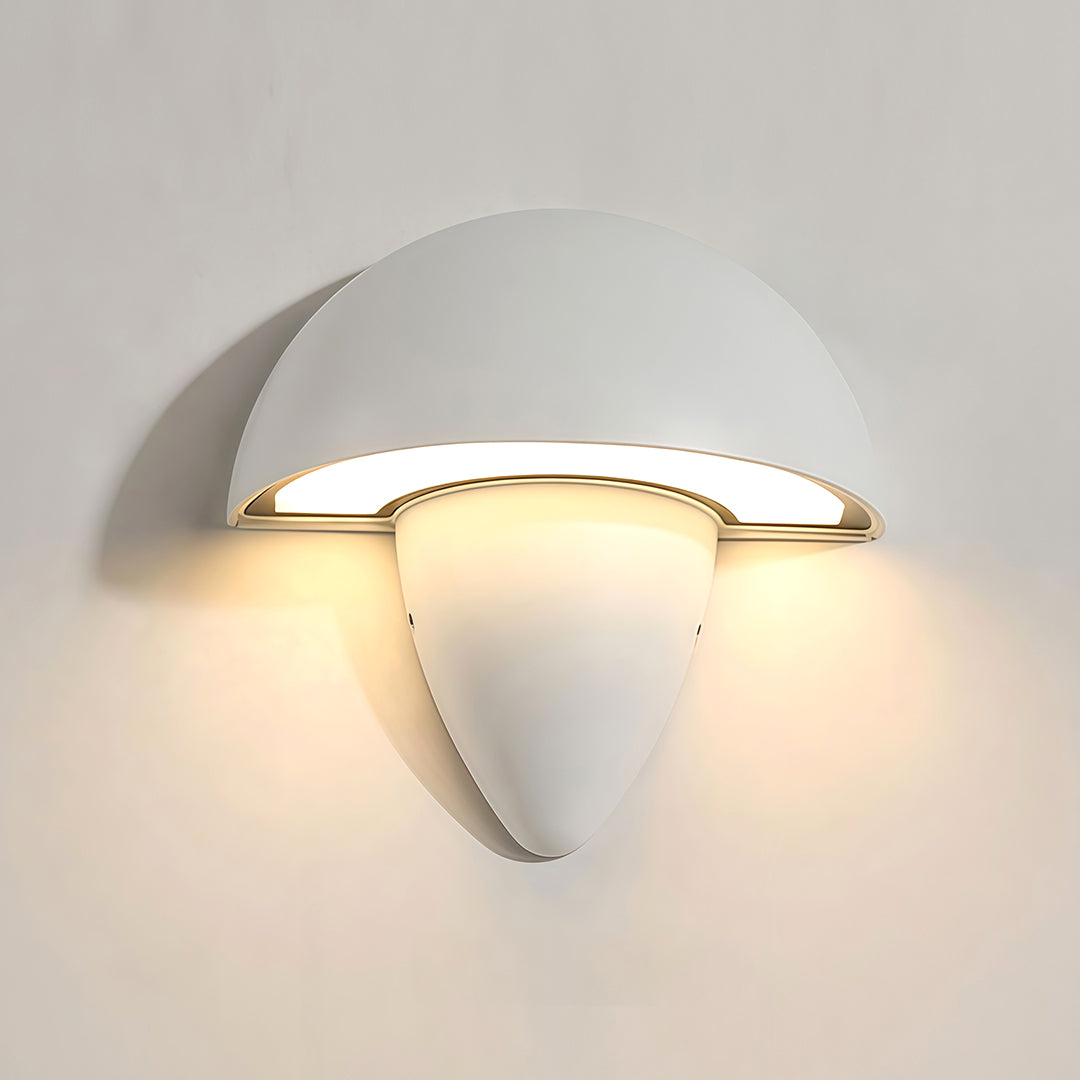 Mushroom Wall Sconce in Aluminum with Clear Glass Shade, IP65 Waterproof LED
