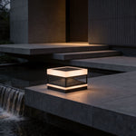 Modern Outdoor Pillar Top Light in Black Stainless Steel