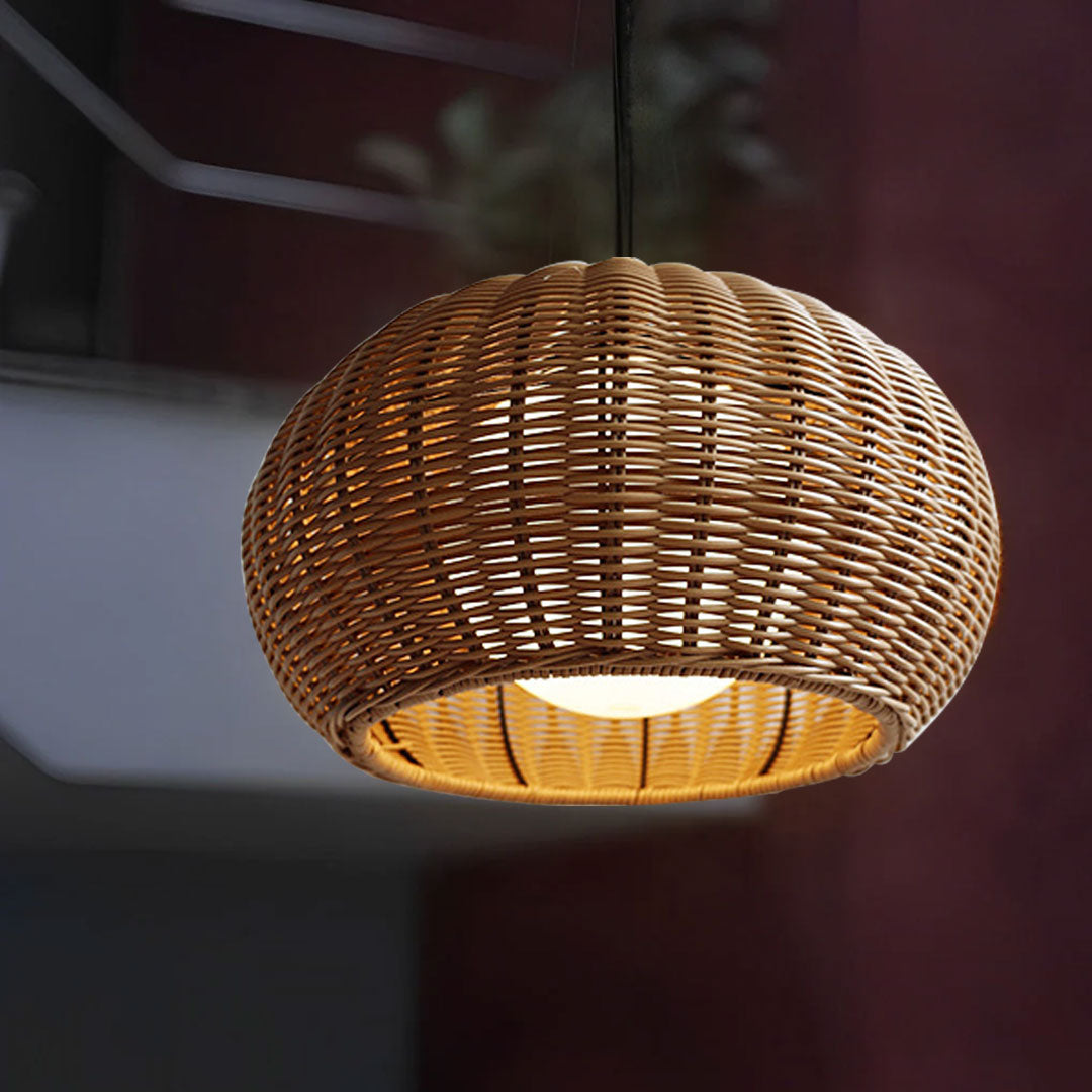 Artisan Rattan Pendant Light – Waterproof Outdoor Hanging Lantern