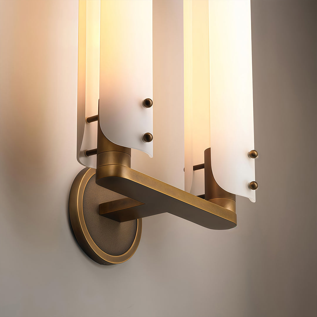 Art Deco Glass Wall Sconce in Polished Brass for Modern Interiors