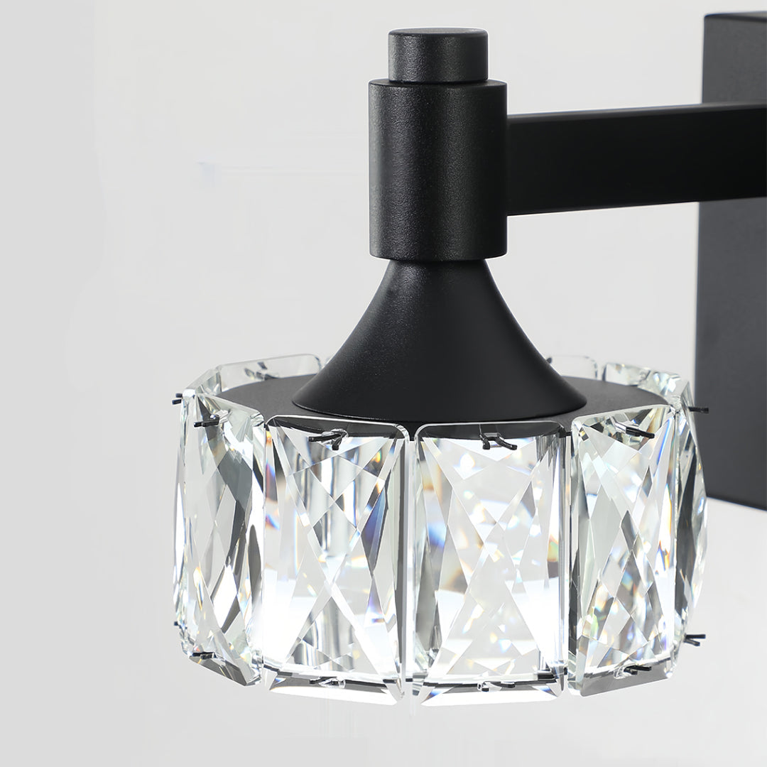 Crystal Vanity Light Modern Black Iron LED Wall Bar for Bathroom