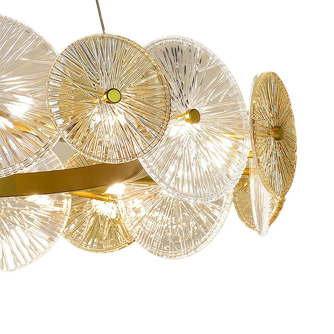 Silver Iron and Clear Glass Chandelier, Large Modern Pendant Light