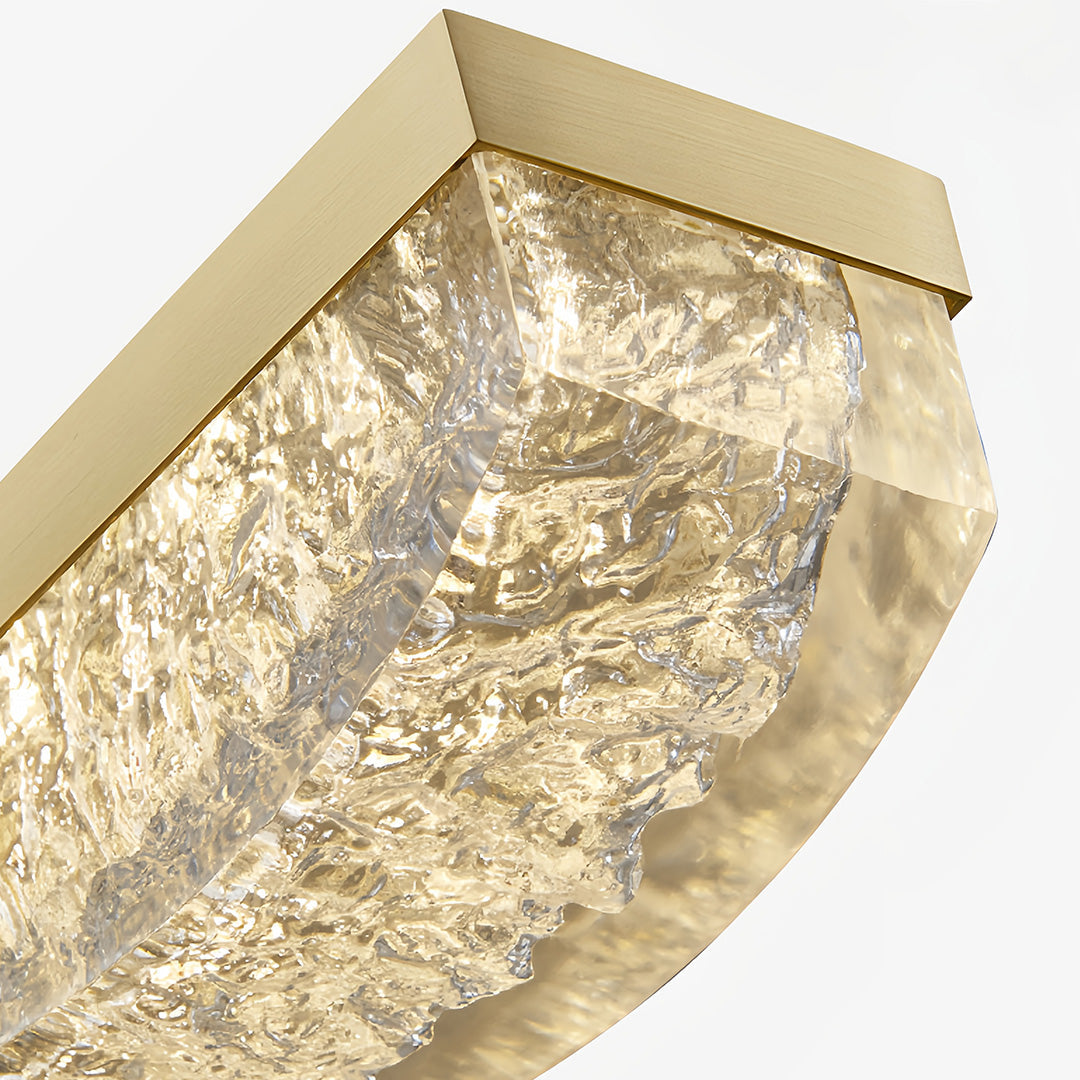 Aurelia Linear Gold Pendant Light with Crystal Resin Shade