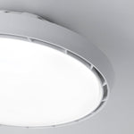 Modern Bladeless Ceiling Fan with Dimmable LED Light, Round Flush Mount in White or Wood Grain