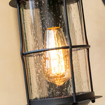 European Outdoor Wall Sconce with Clear Glass Shade in Black Aluminum
