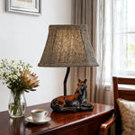 Equestrian Sculpture Table Lamp with Fabric Shade – European Style Resin Lighting