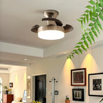 Silver French Retro Ceiling Fan with Dimmable LED Light and Walnut Blades