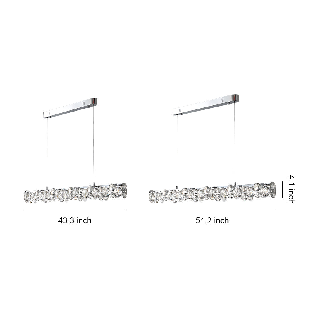 Linear Crystal Pendant Light in Silver Finish for Modern Interiors