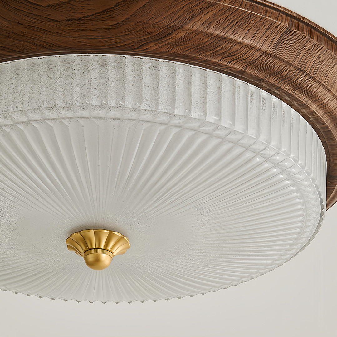 Art Deco Walnut Flush Mount Ceiling Light with Full-Spectrum LED