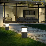 Modern Bollard Path Light in Sand Black Stainless Steel for Garden Walkways