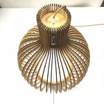 Handcrafted Wooden Birdcage Pendant Light with E27 Socket