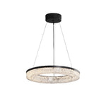 Lumière Ring Pendant Chandelier in Black and Crystal
