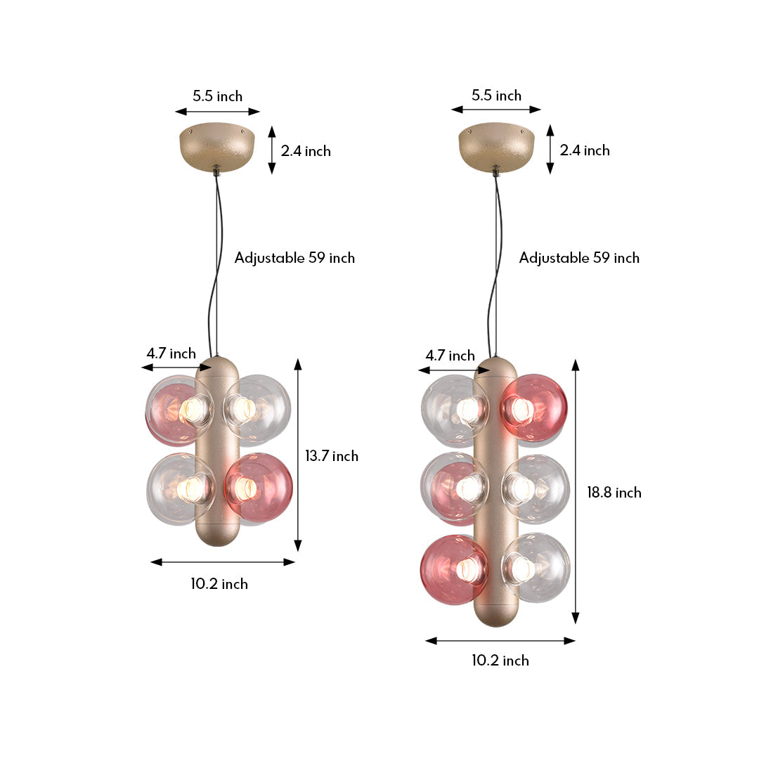 Lumière Moderne Glass Bubble Chandelier in Gold for Dining and Living Spaces