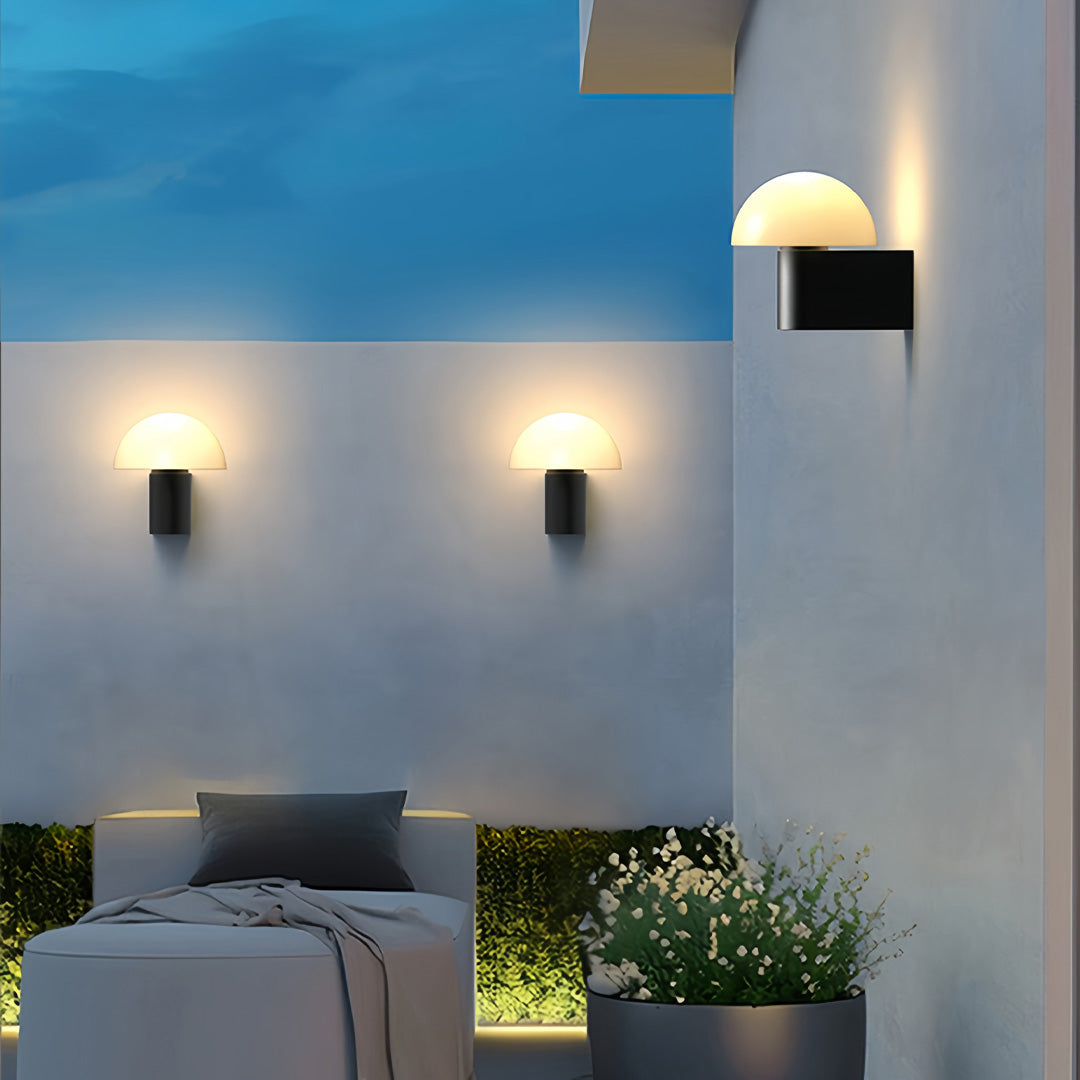 Modern Outdoor Wall Sconce with Glass Shade for Patio and Garden