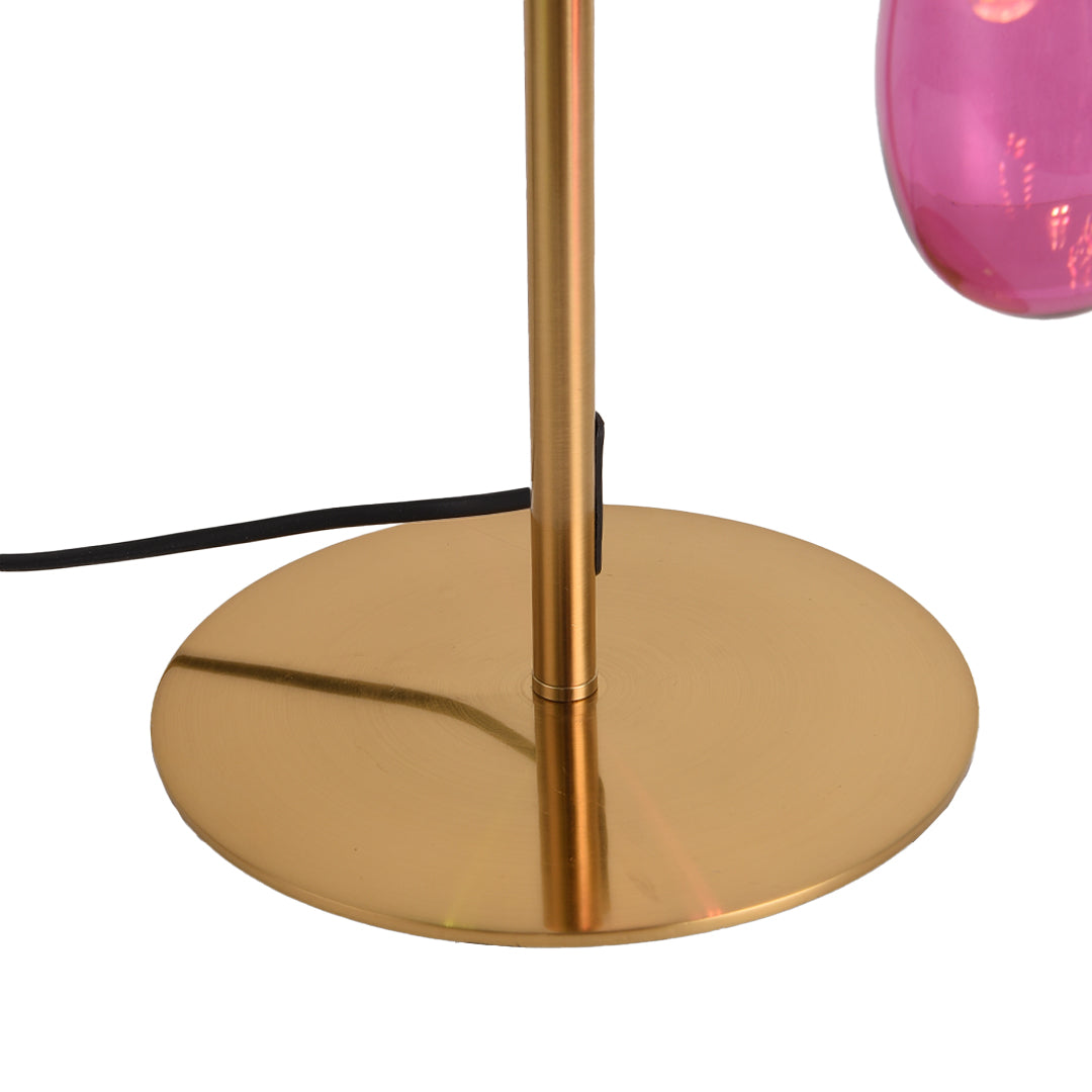 French Art Deco Colored Glass Table Lamp with Brass Accents