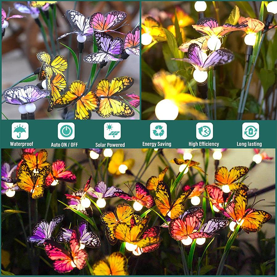 Lumière Butterfly Solar Garden Stake Lights, Set of Six, Warm White
