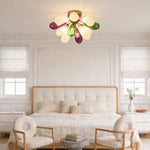 Aurelia Flush Mount Ceiling Light in Brass and Stained Glass