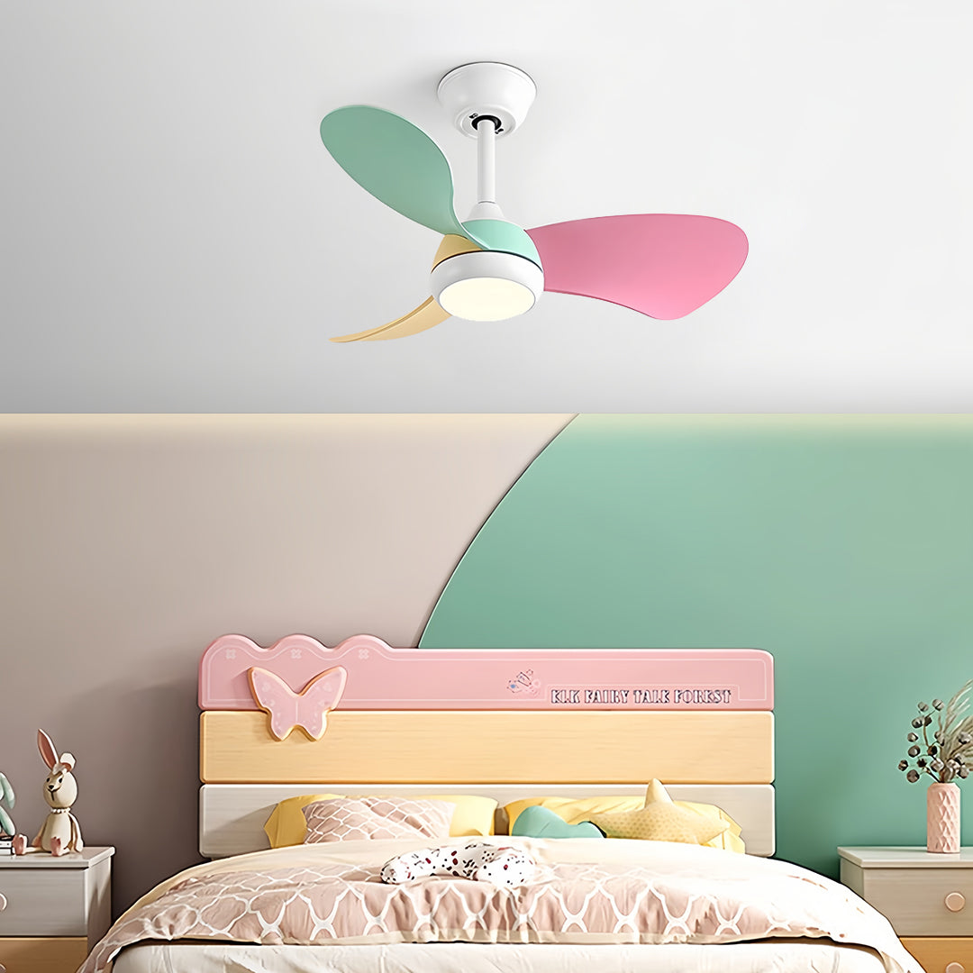 Nordic Retro Ceiling Fan with LED Light – 3-Blade Inverter Motor