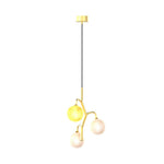 Modern Colored Glass Chandelier with Gold Metal Frame, Vintage-Inspired Designer Ceiling Light
