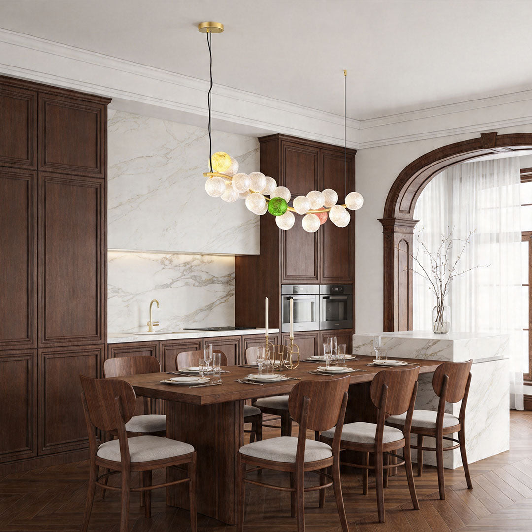 Modern Colored Glass Chandelier with Gold Metal Frame, Vintage-Inspired Designer Ceiling Light