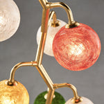 Modern Colored Glass Chandelier with Gold Metal Frame, Vintage-Inspired Designer Ceiling Light
