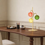 French Style Colored Glass Table Lamp, Three-Head Design for Elegant Interiors