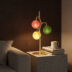 French Style Colored Glass Table Lamp, Three-Head Design for Elegant Interiors