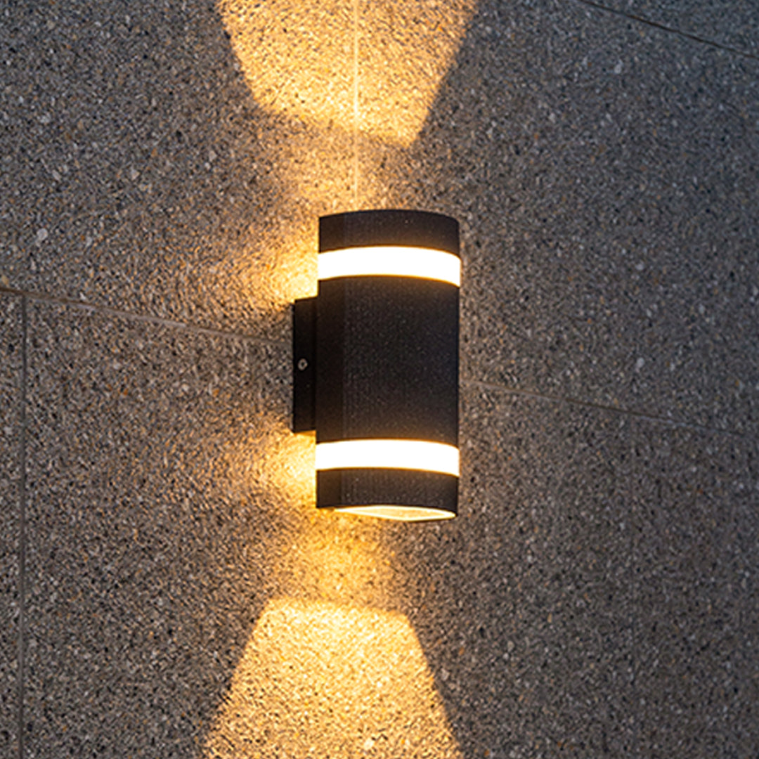 Modern Industrial Outdoor Wall Light with Up and Down Illumination