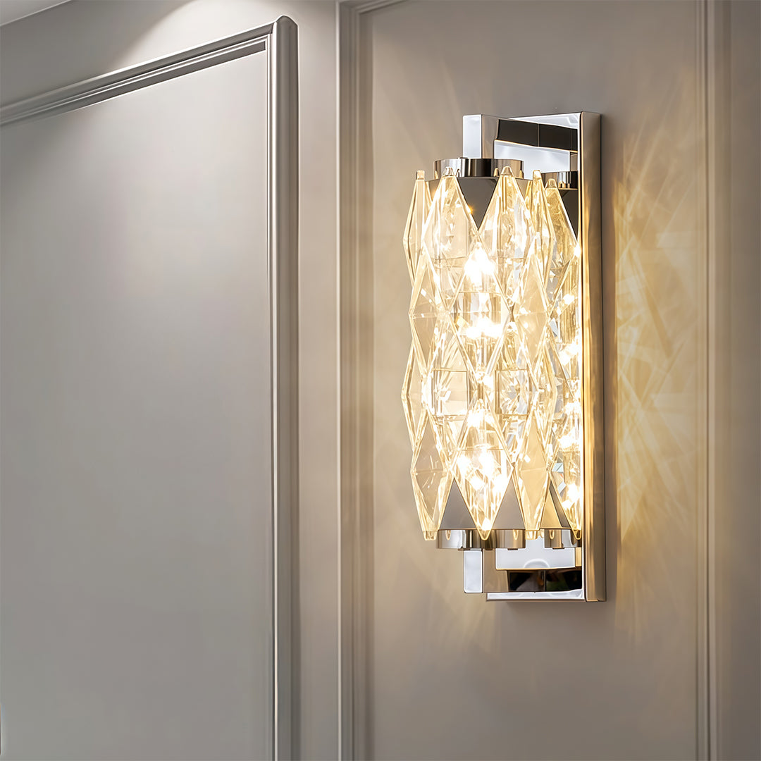 Crystal Geometric Wall Sconce in Tinted Stainless Steel