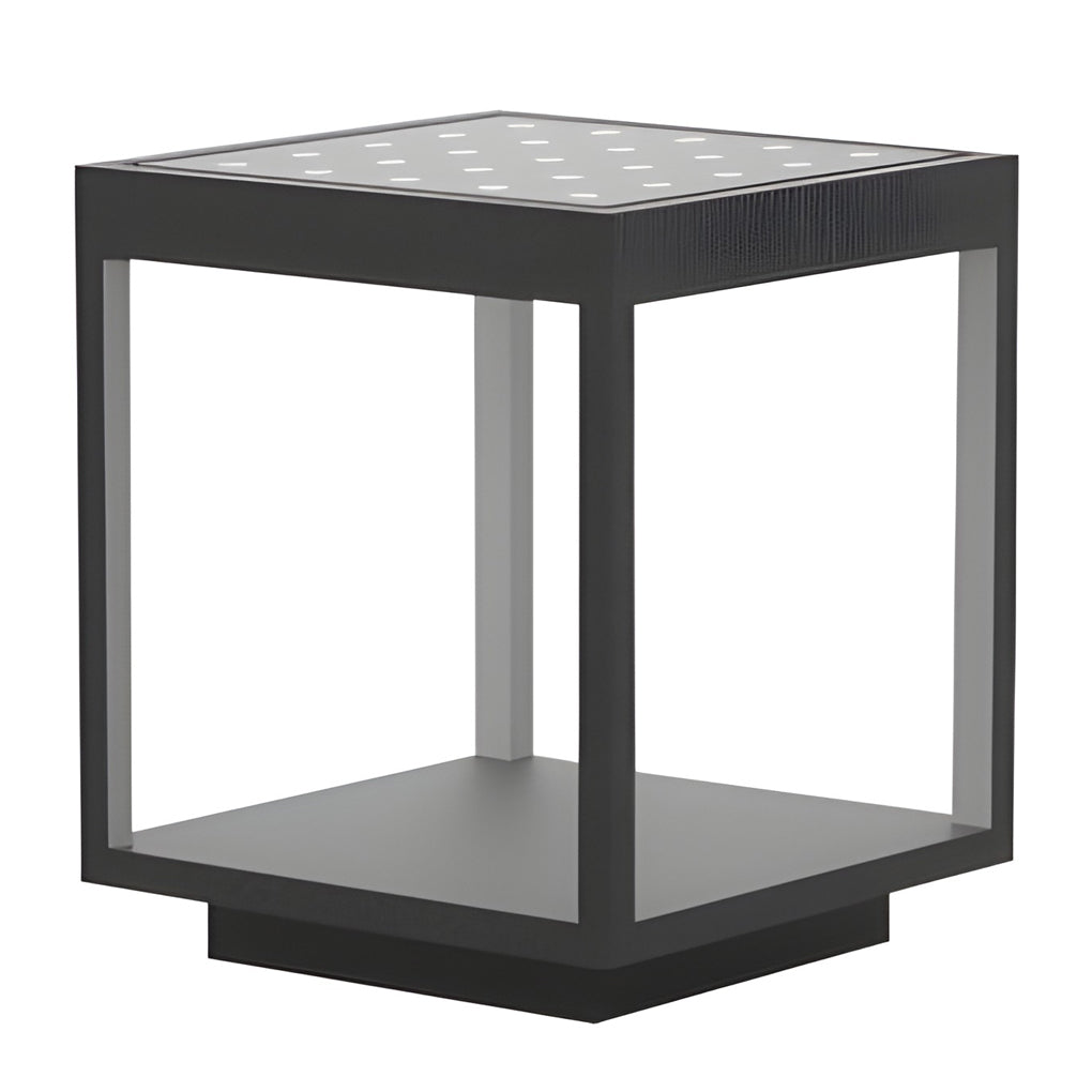 Open Frame LED Solar Post Light – Modern Square Pier-Mounted Outdoor Lantern