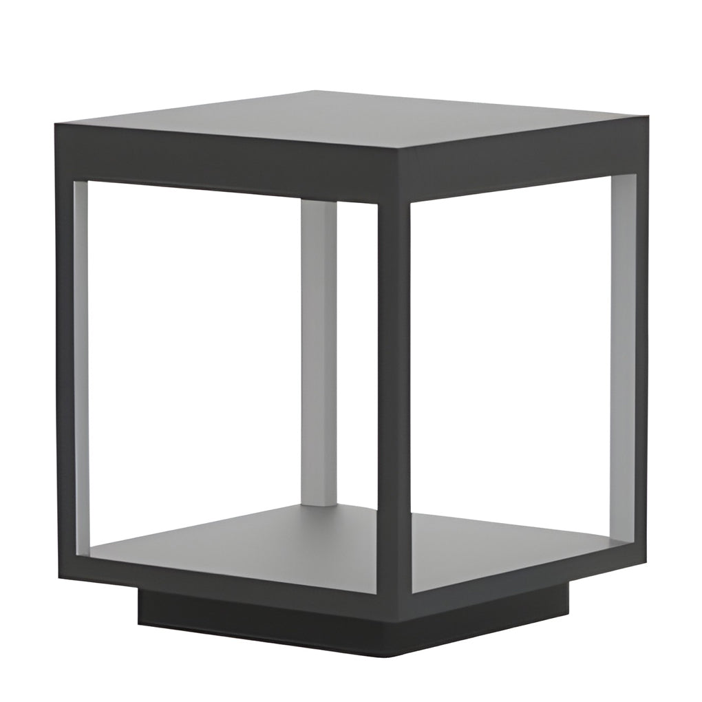 Open Frame LED Solar Post Light – Modern Square Pier-Mounted Outdoor Lantern