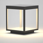 Open Frame LED Solar Post Light – Modern Square Pier-Mounted Outdoor Lantern