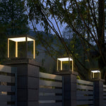 Open Frame LED Solar Post Light – Modern Square Pier-Mounted Outdoor Lantern