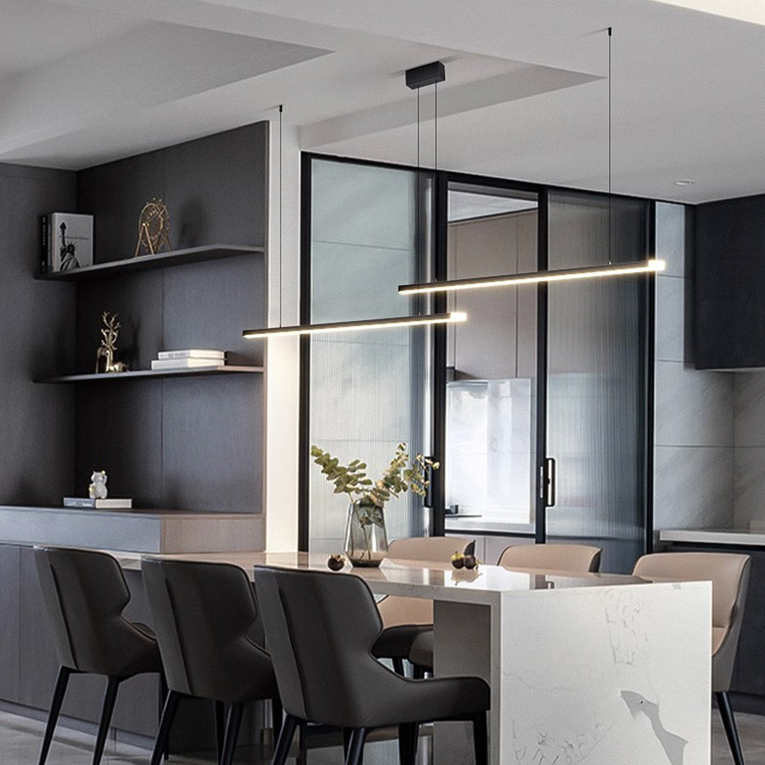 Linear Double Pendant Light in Brushed Black Aluminum