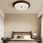 Art Deco Walnut Flush Mount Ceiling Light with Full-Spectrum LED