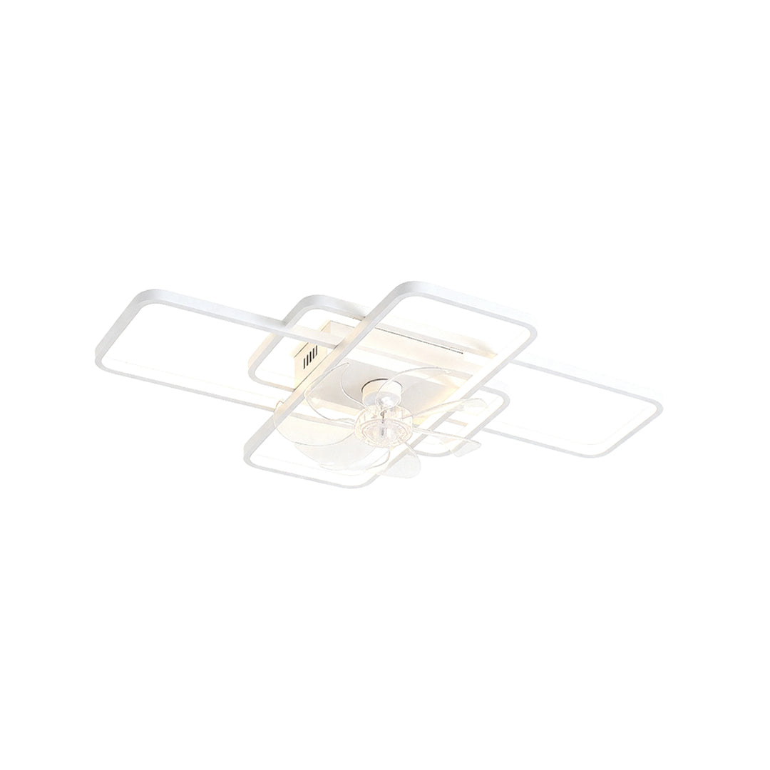 Modern Ceiling Fan with LED Light, Acrylic Shade, Clear ABS Blades